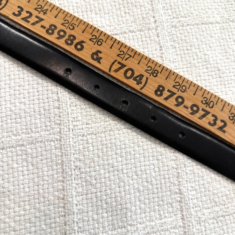 VTG 90s Y2K Western Black‎ Leather Belt Floral Silver Buckle Tip Tams 2000 Small